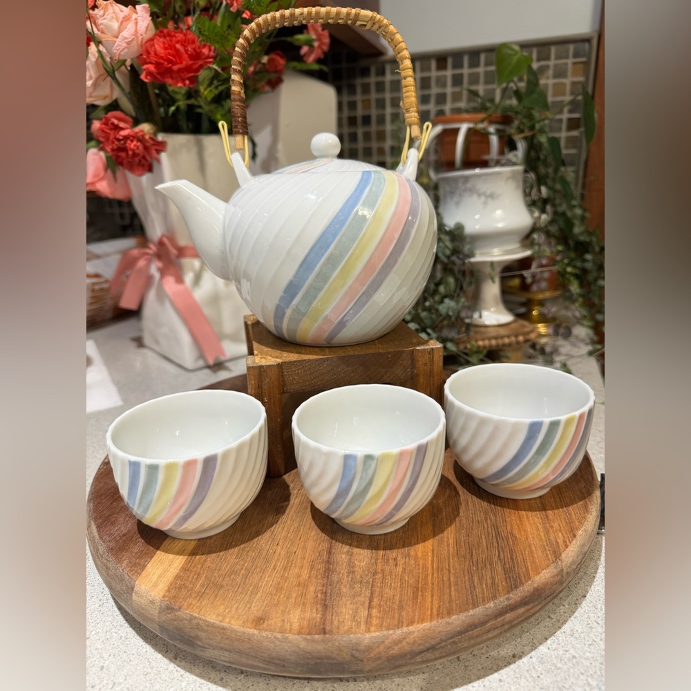 1980s MASAHIRO MORI for HAKUSAN vintage Rainbow teapot Japanese ceramics